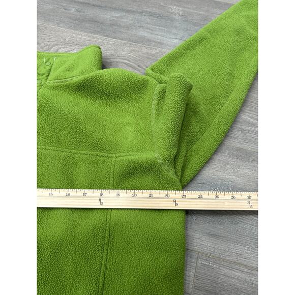 Vintage L.L.Bean Men's Green Fleece 1/4 Button Snap Pullover Sweater Size Large - Picture 10 of 12